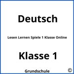 Lesen Lernen Spiele 1 Klasse Online