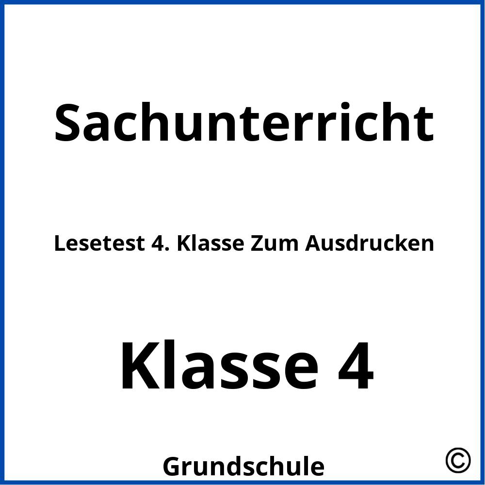 Lesetest 4. Klasse Zum Ausdrucken