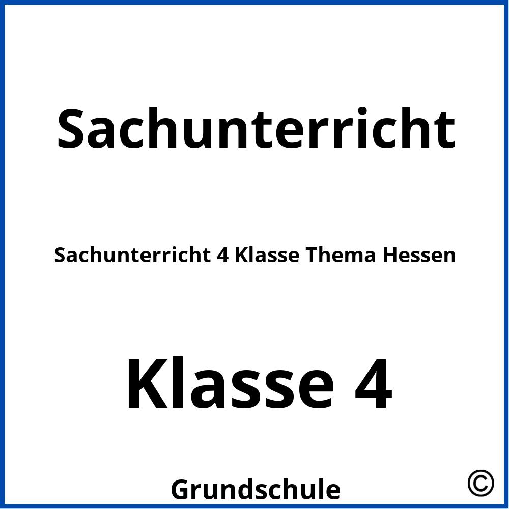 Sachunterricht 4 Klasse Thema Hessen