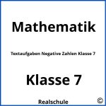 Textaufgaben Negative Zahlen Klasse 7