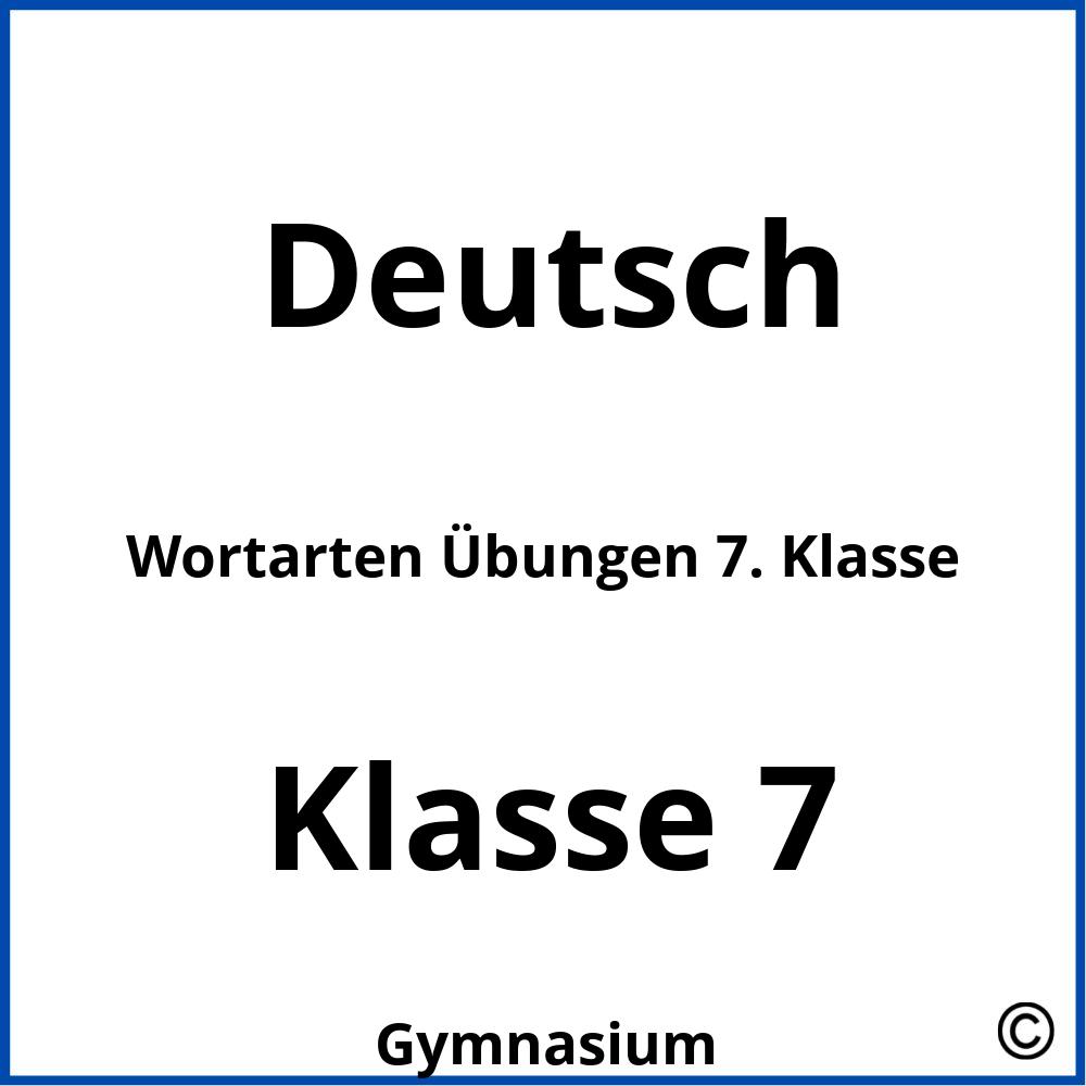 Wortarten Übungen 7. Klasse